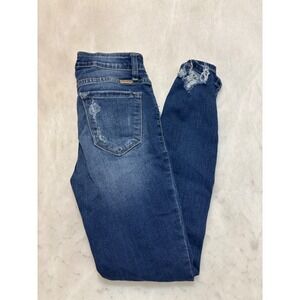 KanCan Jeans KC8320D Cut Blue Denim Distressed Skinny Jeans Women 26